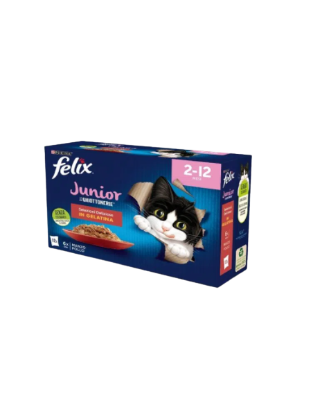 Felix Multipack Ghiottonerie Junior Selezioni Deliziose in Gel. 12x85gr. Cibo Umido Per Gatti