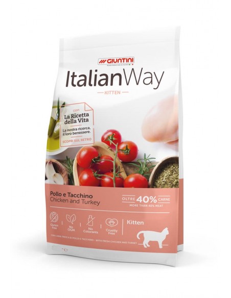 Italian Way gatto Kitten pollo e tacchino kg.1,5. Cibo secco Per Gattini