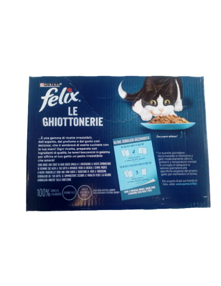 Felix Multipack le Ghiottonerie Selezioni con Pesci in Gel. 12x 85gr.Cibo Umido Per Gatti