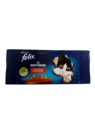 Felix Multipack le Ghiottonerie Selezioni Deliziose in Gelatina Manzo  Pollo 12x 85gr. Cibo umido per gatti