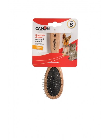 Spazzola Doppia In legno Misura Small. Toelettatura per Cani e gatti