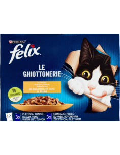 Felix Multipack le Ghiottonerie Le varietà in Gelatina. 12x 85gr. Cibo Umido Per Gatti