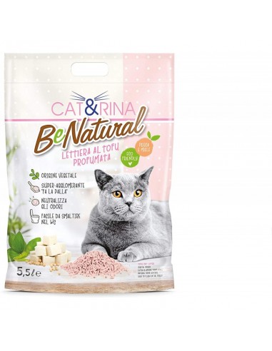 Lettiera Cat&Rina Benatural Tofu profumata Pesca 5,5 litri . Lettiera Per  gatti