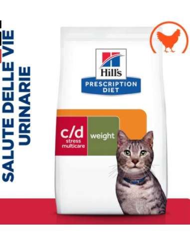 Hill's Feline C/D Urinary Stress + Metabolic Pollo KG.3. Diete per gatti