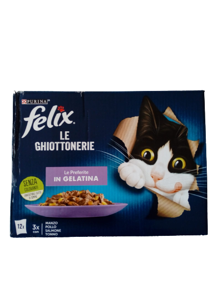 Felix Multipack le Ghiottonerie Le preferite in Gel. 12x 85gr. Cibo Umido Per Gatti