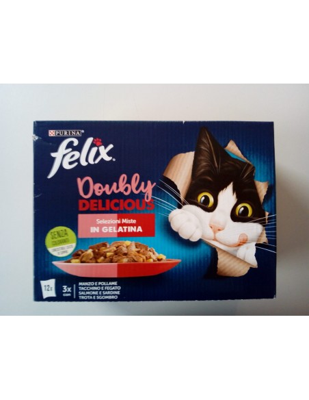 Felix Multipack le Doubly Delicious selezioni miste in gel.12x 85gr.Cibo Umido Per Gatti