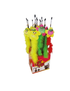 Canna Da Pesca Con Girasole con piuma colorata . Giochi per gatti