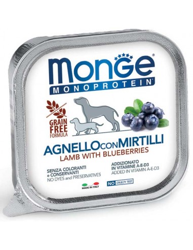 Monge Monoproteico Agnello Con Mirtilli gr 150. Cibo Umido Per  Cani