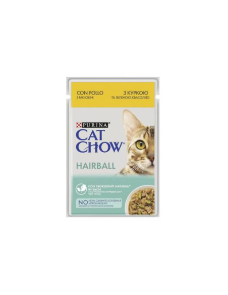 Purina Cat Chow Busta Hairball Pollo e Fagiolini  gr 85. Cibo Umido Per Gatti