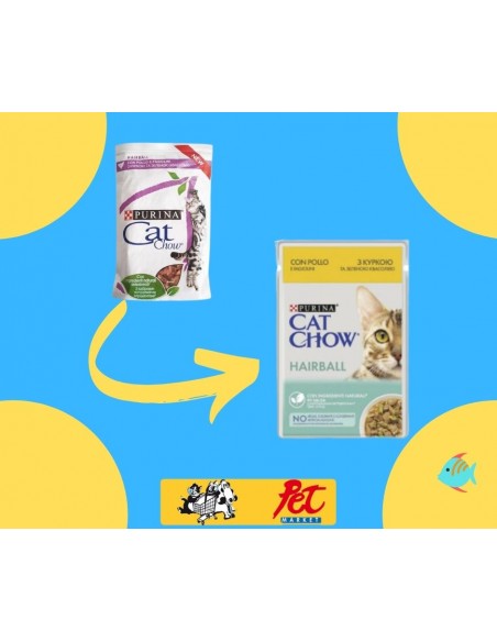 Purina Cat Chow Busta Hairball Pollo e Fagiolini  gr 85. Cibo Umido Per Gatti