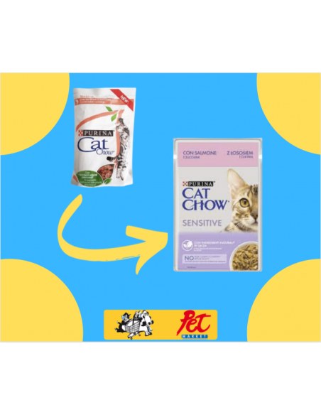 Purina Cat Chow Busta Sensitive Salmone e Zucchine gr 85 . Cibo Umido Per gatti