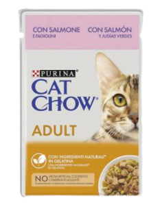 Purina Cat Chow Busta Con Salmone e Fagiolini gr 85.Cibo Umido Per Gatti