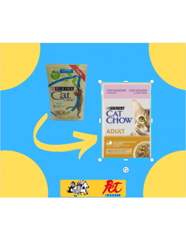 Purina Cat Chow Busta Con Salmone e Fagiolini gr 85.Cibo Umido Per Gatti
