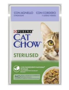 Purina Cat Chow Busta Sterilizzato Agnello e Fagiolini gr 85. Mangime Per Gatti