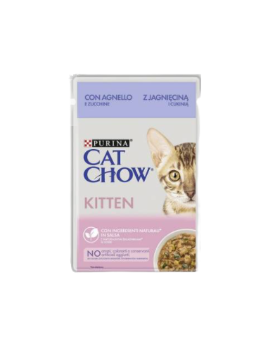 Purina Cat Chow Busta Kitten Agnello e Zucchine in salda gr 85. Cibo Umido Per gattini