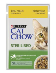 Purina CatChow Busta Sterilised Pollo e Melanzane gr85. Cibo Umido Gatti