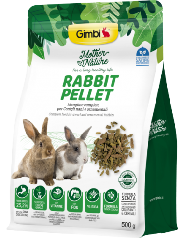 Gimbi Mother Nature Rabbit Pellet gr 500. Mangime Per Roditori