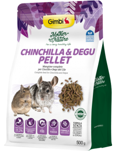 Gimbi Mother Nature Chinchilla e degu pellet gr 500. Mangime per roditori