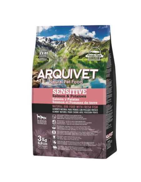 Arquivet Dog Sensitive Salmone e Patate KG.3. Cibo per cani .