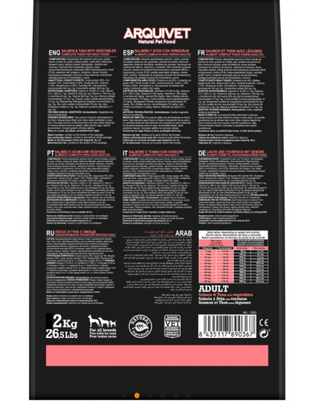 Arquivet Dog Grain Free Salmone kg 12. Cibo secco per cani