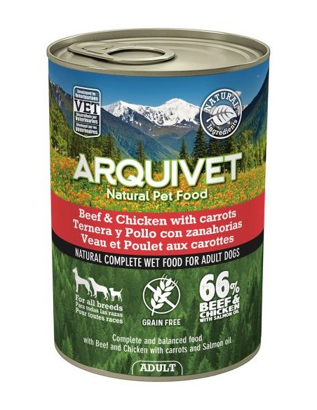 Arquivet Cane Adult Vitello e Pollo Gr 400. Cibo Umido Per cani