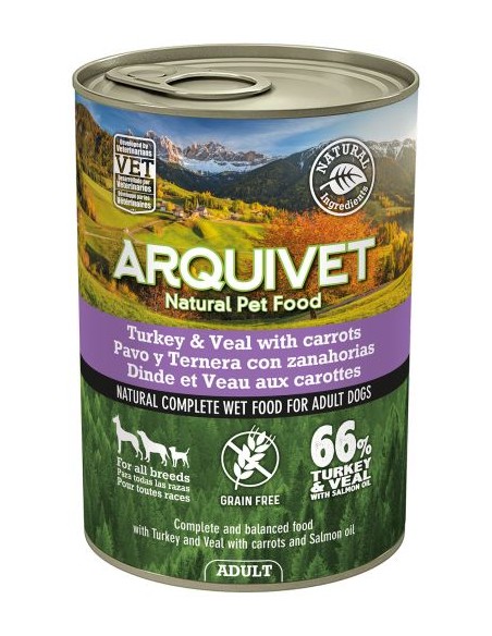 Arquivet Umido Cane Adult Tacchino  E Vitello gr 400 . Cibo Umido Per Cani