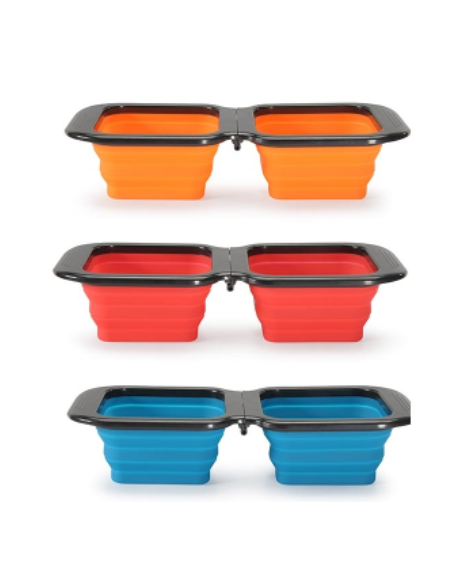 Ciotola Doppia Quadrata Silicone misura Small. Mangiatoie Per cani