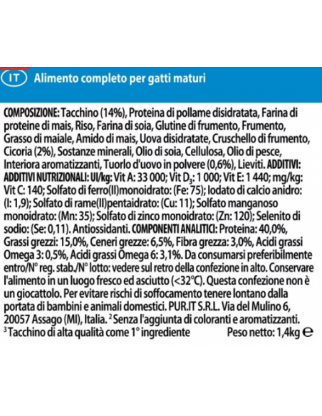 Pro plan LiveClear Adult Sterilizzato Senior 7+ Tacchino  kg 1,4. Mangime Per gatti