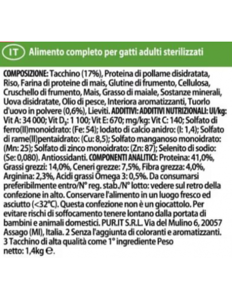 Pro Plan Live Clear Adult Sterilizzato Tacchino kg 1,4. Mangime Per Gatti