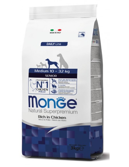 Monge Medium Senior kg 3. Crocchette per cani.