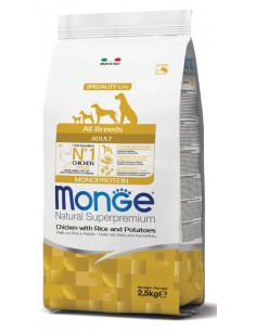 Monge Pollo Riso e Patate All Breed Kg 2,5. Crocchette Per Cani