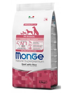 Monge  Puppy/Junior Monoproteico Manzo e Riso Kg.2,5 All Breeds.Crocchette Per Cani- Puppy