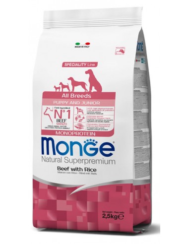Monge  Puppy/Junior Monoproteico Manzo e Riso Kg.2,5 All Breeds.Crocchette Per Cani- Puppy