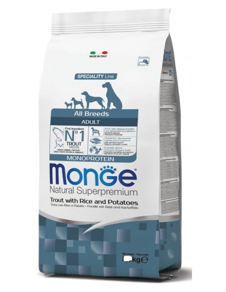 Monge Trota e Riso e Patate All Breeds kg 12. Crocchette Per cani