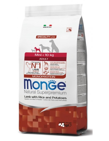 Monge Mini Adult Agnello Riso e Patate kg 7,5. Crocchette Per Cani