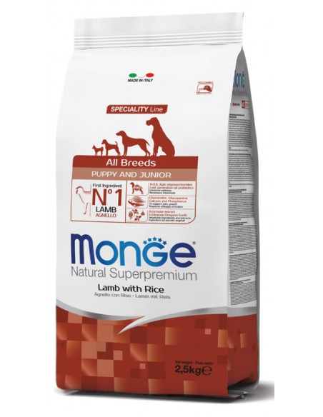 Monge Puppy Agnello e Riso All breeds. Kg 2,5. Crocchette Per Cani- Puppy