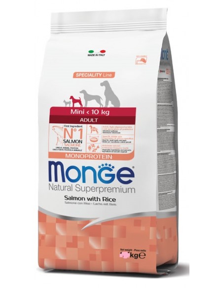 Monge Mini Salmone e Riso kg 7,5. Crocchette Per Cani