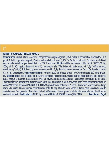 Tonus Dog Chow Classic Salmone kg 10. Mangime Secco Per Cani