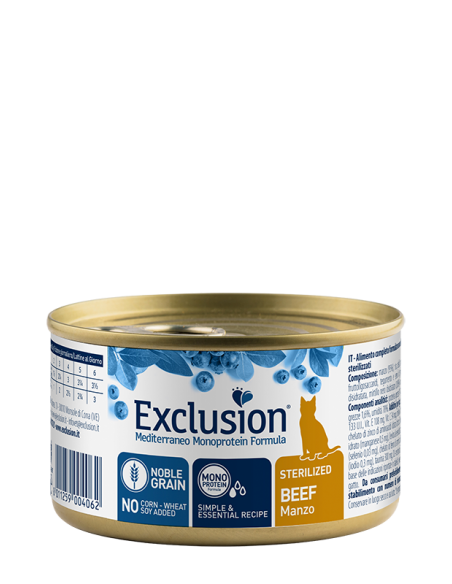 Exclusion Mono Noble Grain Sterilized manzo gr.85- Cibo Umido Per Gatti