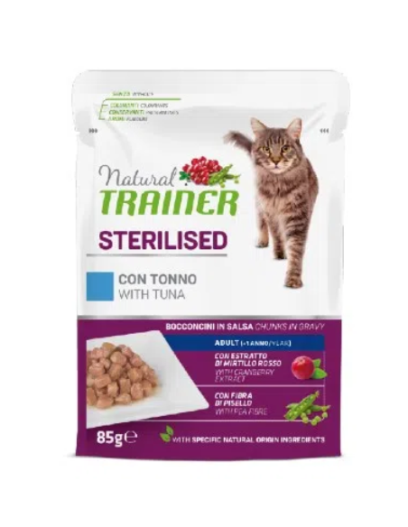 Natural Trainer Busta Gatto Sterilised Con Tonno gr 85. Cibo Umido Per Gatti