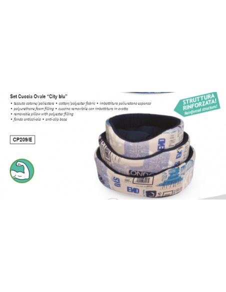 Cuccia Ovale Plus City Blu Misura 60. Cucce Per Cani