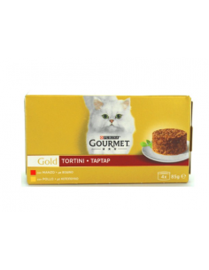 Gourmet Gold Tortini Manzo e Pollo 4 x 85 gr . Cibo Umido Per Gatti