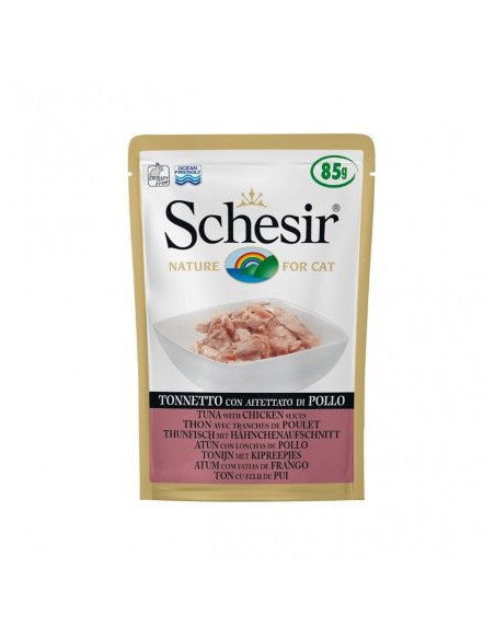 Schesir Cat Busta Tonnetto Con Affettato Di Pollo In jelly gr 85. mangime Umido Per Gatti