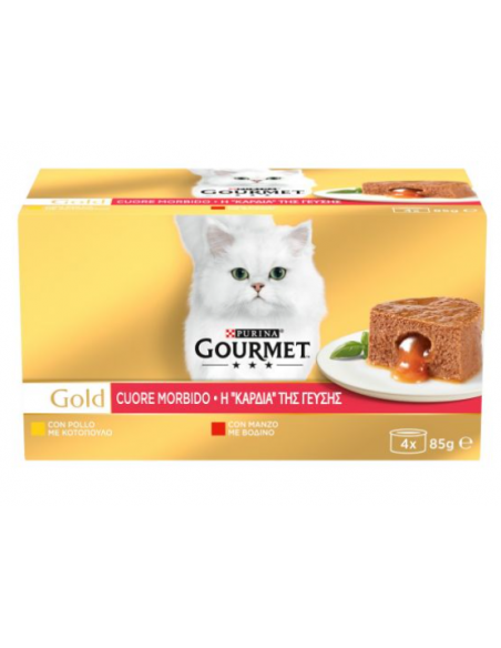 Gourmet Gold Cuore Morbido Manzo Pollo 4 x85 gr. Mangime Umido Per gatti