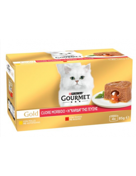 Gourmet Gold Cuore Morbido Manzo Pollo 4 x85 gr. Mangime Umido Per gatti