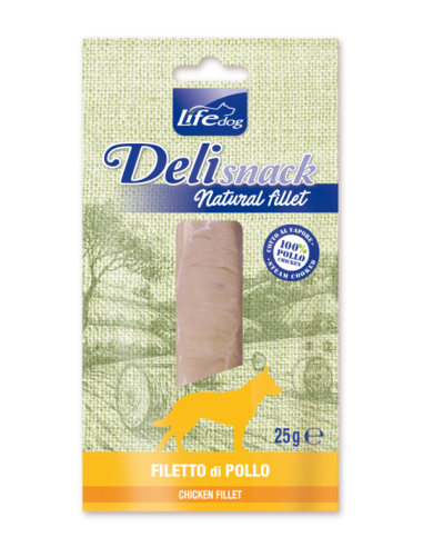 LIFE dog Delisnack natural filetto bollito di Pollo gr.25. Snack Per Cani