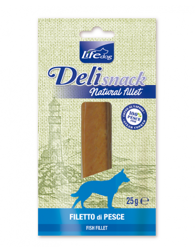 LIFE dog Delisnack natural filetto bollito di Pesce gr.25. Snack Per Cani