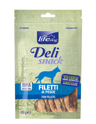 LIFE dog Delisnack Filetto essiccato di Pesce gr.100- Snack per Cani