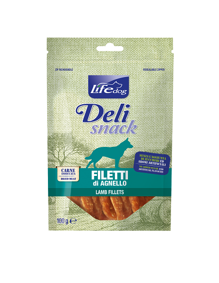 LIFE dog Delisnack Filetto essiccato di Agnello gr.100. Snack Per Cani