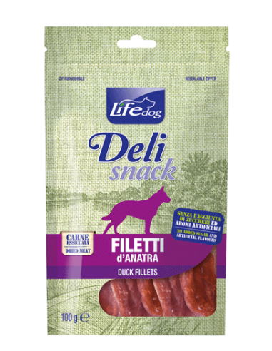 LIFE Dog Delisnack Filetto essiccato di Anatra gr.100. Snack per cani